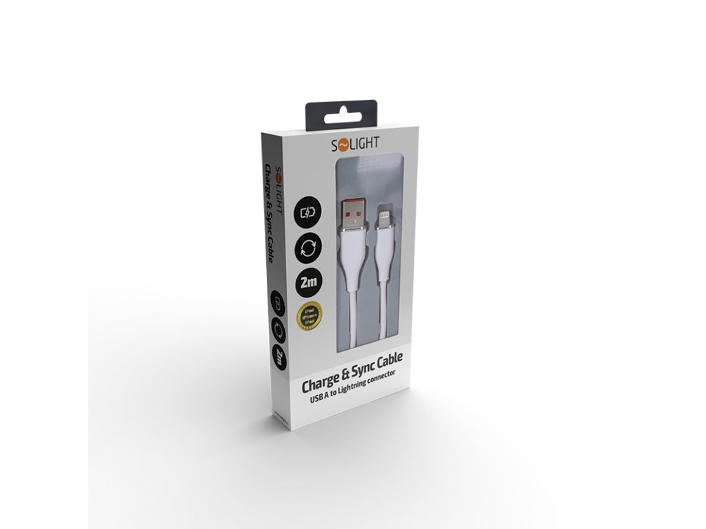 Solight lightning kábel, USB 2.0 A konektor - Lightning konektor, silikón, 2m