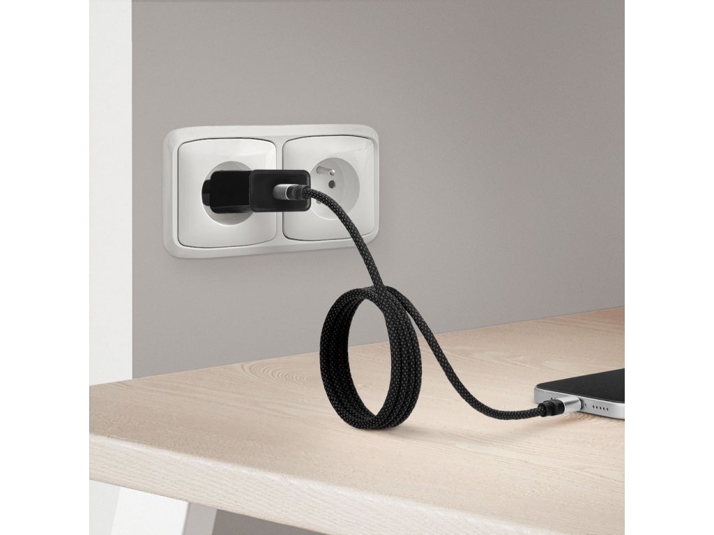 Solight magnetický USB-C/Lightning kábel, USB-C konektor - Lightning konektor, 1m