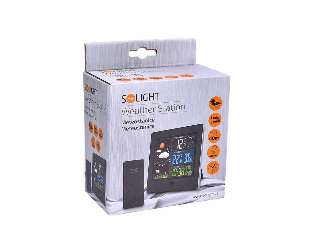 Solight meteostanica, farebný LCD, teplota, vlhkosť, RCC, čierna