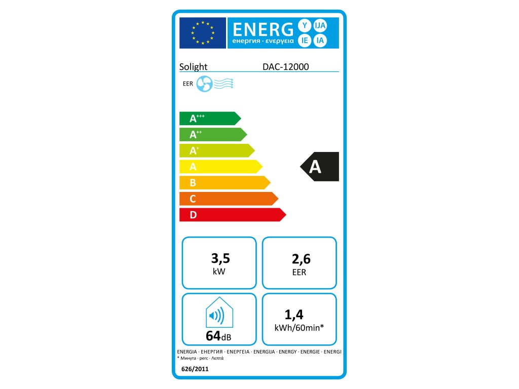Solight mobilná klimatizácia 12000 BTU, smart WiFi, chladenie, odvlhčovanie, ventilátor