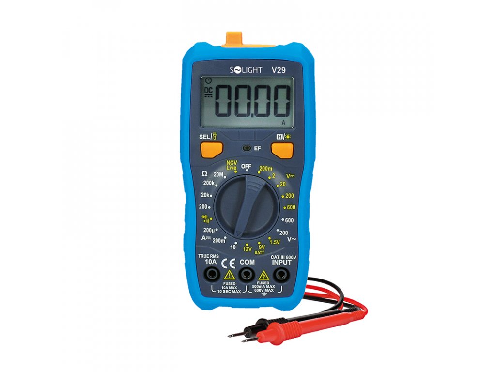 Solight multimeter, max. AC 600V, max. DC 600V/10A, odpor, NCV