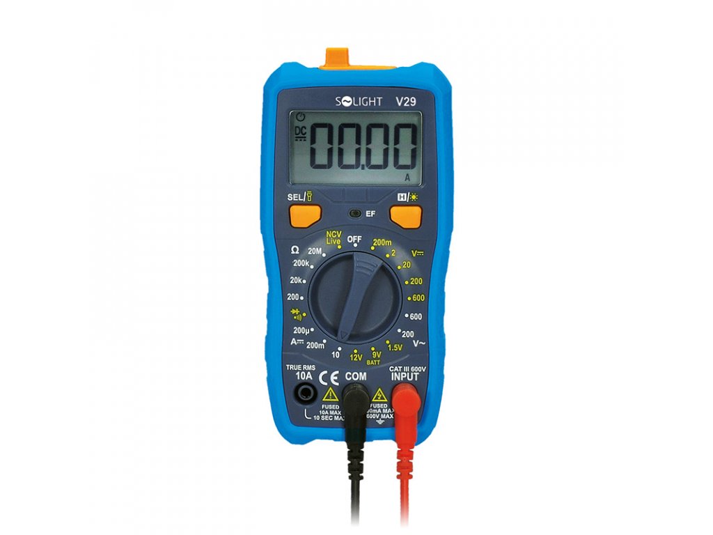 Solight multimeter, max. AC 600V, max. DC 600V/10A, odpor, NCV