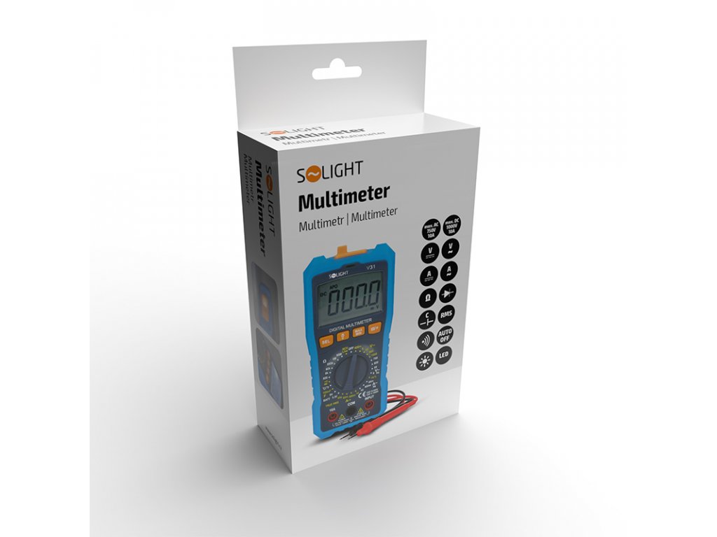 Solight multimeter, max AC 750V/10A, max. DC 1000V/10A, odpor, kapacita, frekvencia, NCV