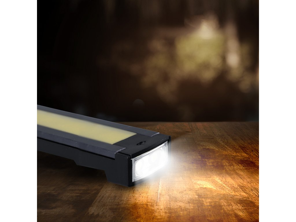 Solight pracovná nabíjacia LED lampa, 500lm + 70lm, COB, Li-Ion, USB, čiernooranžová