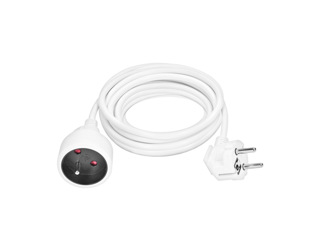 Solight predlžovací prívod 5m, 1 zásuvka, 16A/3680W, PVC, biely