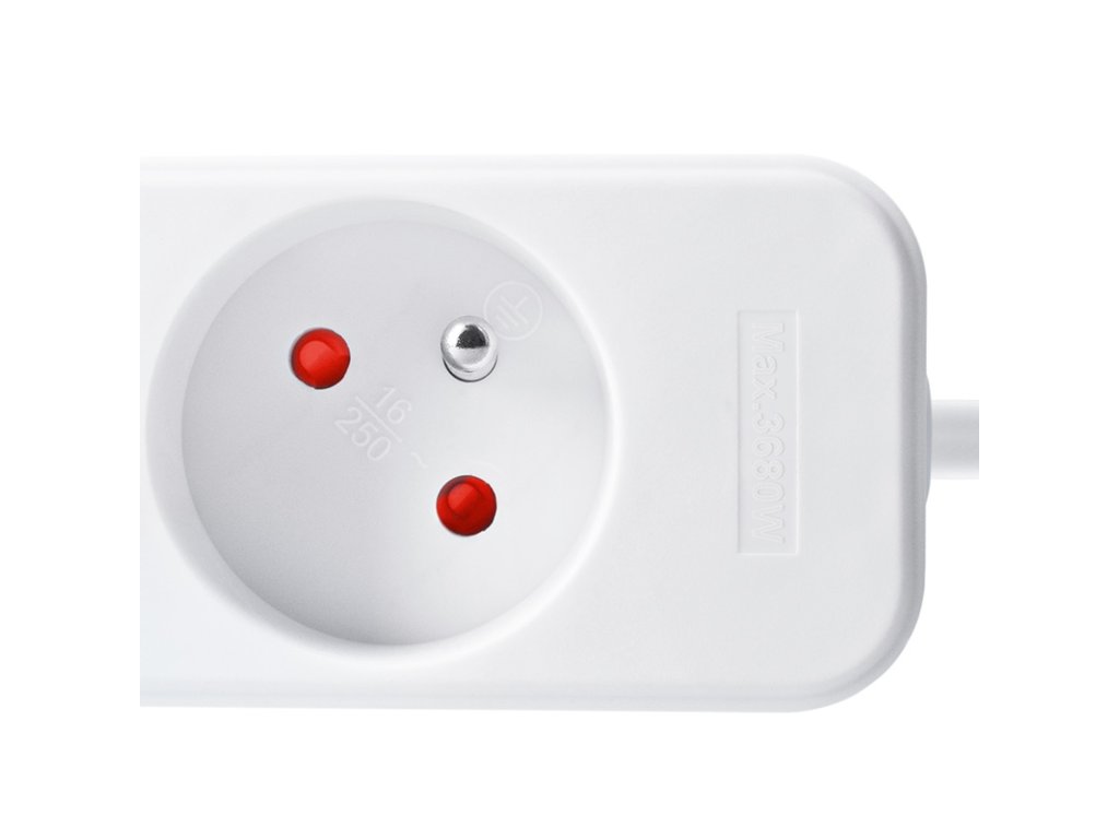 Solight predlžovací prívod 5m, 3 zásuvky, 16A/3680W, PVC, biely