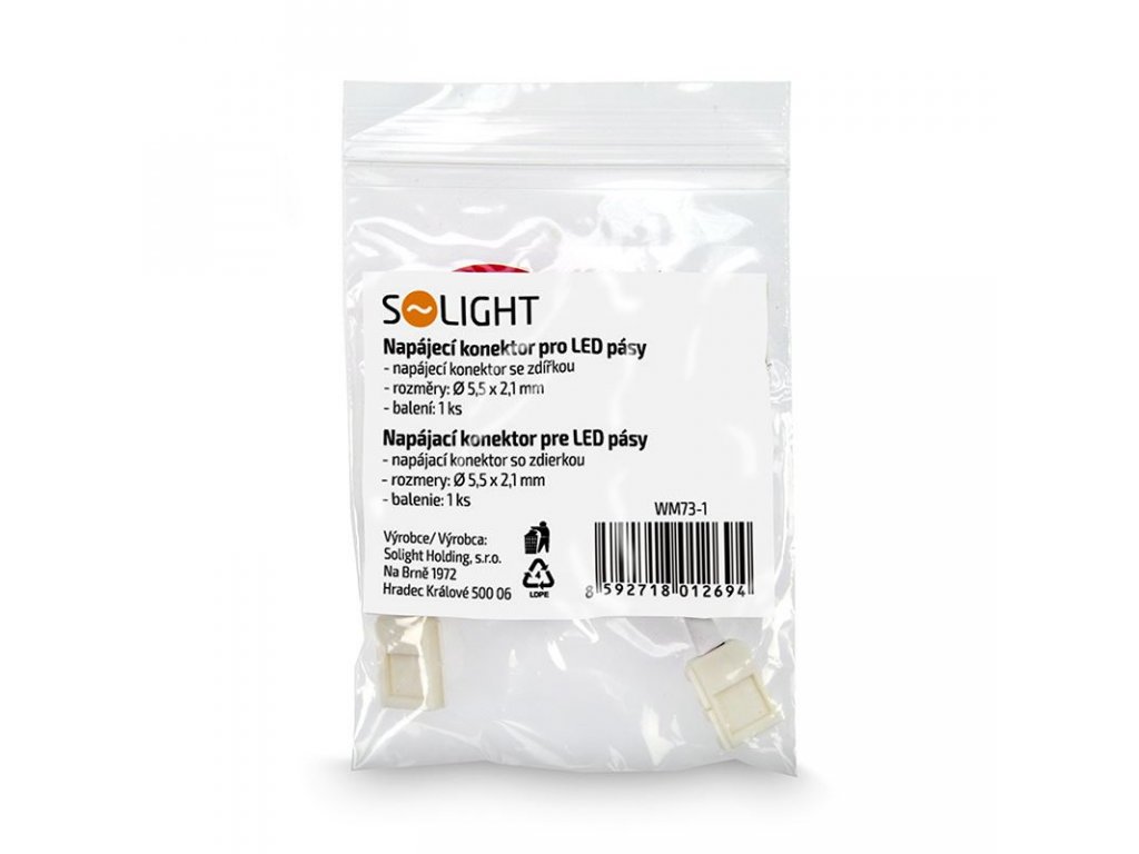 Solight prepojovací kábel pre LED pásy, 8mm zacvakávací konektor na oboch stranách, 1ks, sáčok