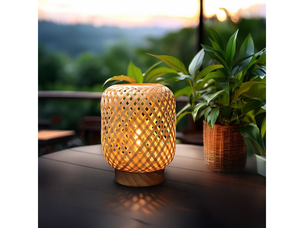 Solight ratanová LED lampáš s LED žiarovkou, teplá biela, 2x AAA, 19cm