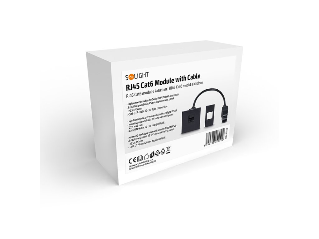 Solight RJ45 Cat6 doplnkový modul pre vstavané zásuvky série PP128