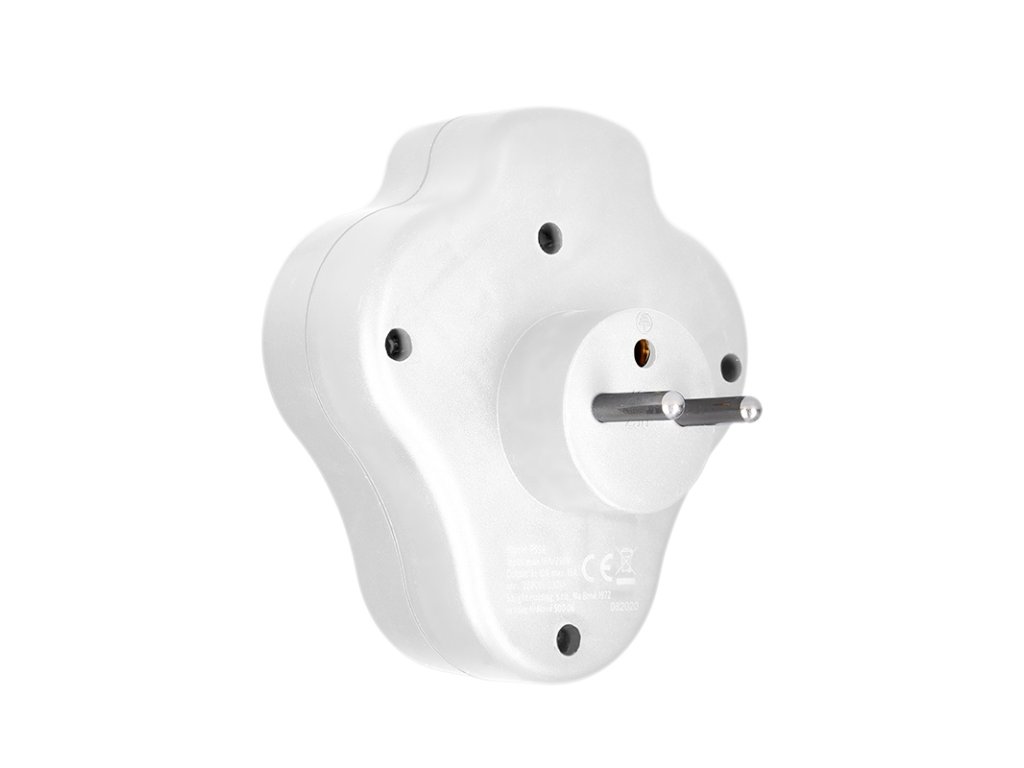 Solight rozbočovač s USB A+C nabíjačkou, 2 x 10A, biely, vypínač