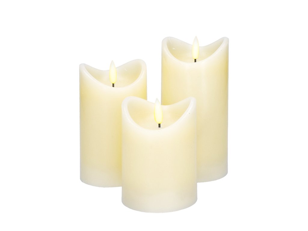 Solight sada LED sviečok z prírodného vosku, 3ks, AAA