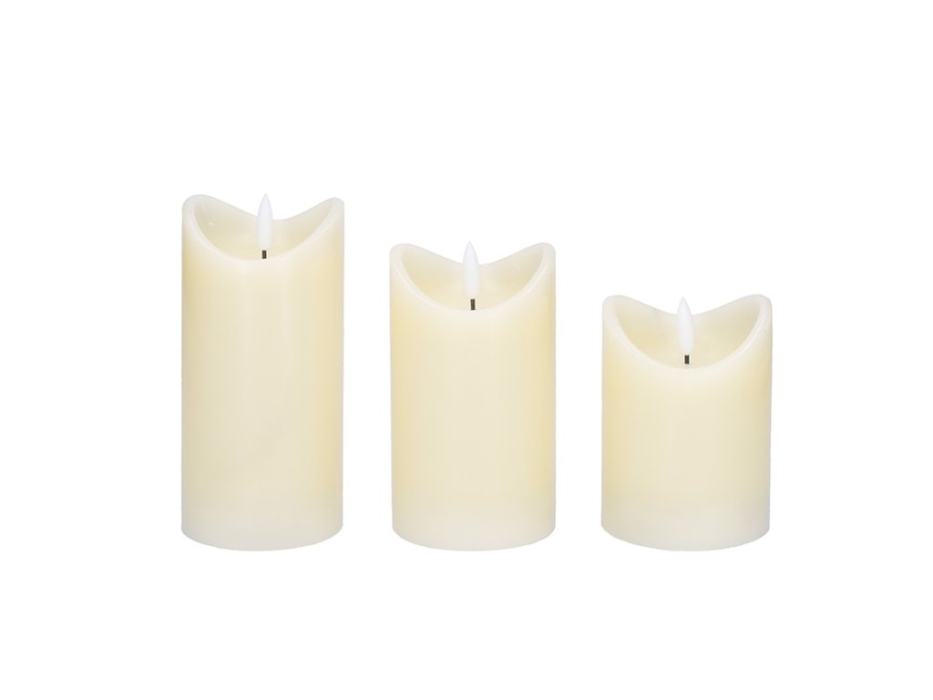Solight sada LED sviečok z prírodného vosku, 3ks, AAA