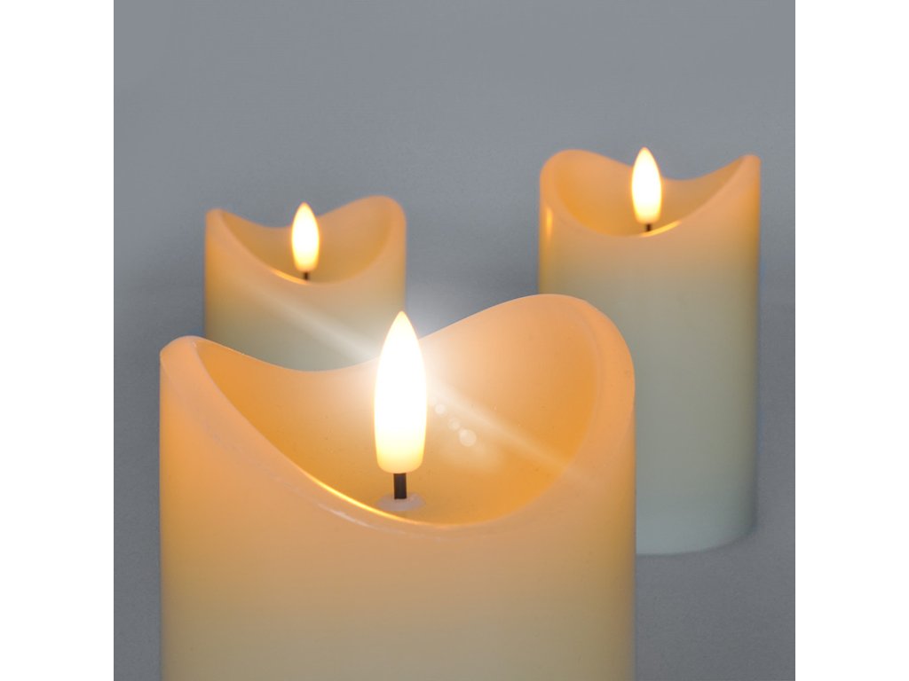 Solight sada LED sviečok z prírodného vosku, 3ks, AAA