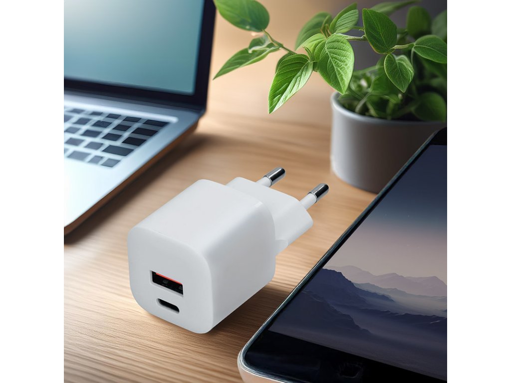 Solight USB-C + USB-A fast charger GaN 20W PD