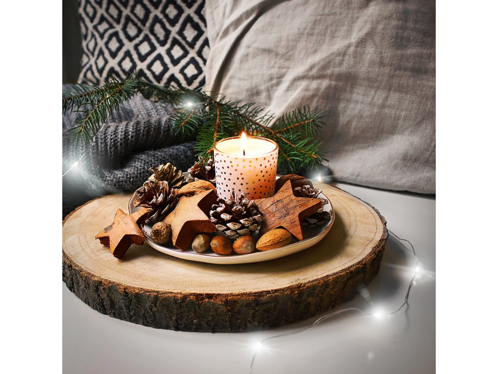 Solight vianočná reťaz strieborná, 50x mini LED, 5m, 3 x AA, studené svetlo