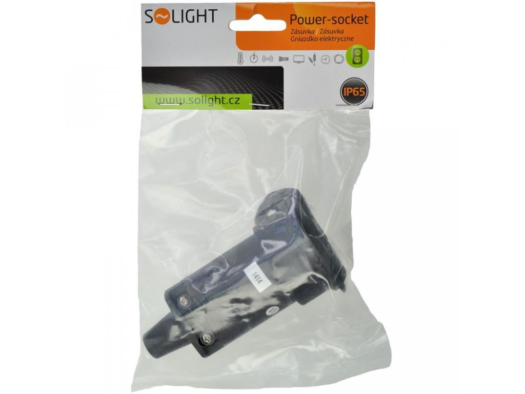 Solight zásuvka gumová do vlhka a prachu, priama, IP65, čierna