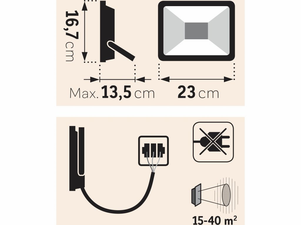 Svietidlo 30W, 42x LED, 3200lm, IP65, EXTOL LIGHT