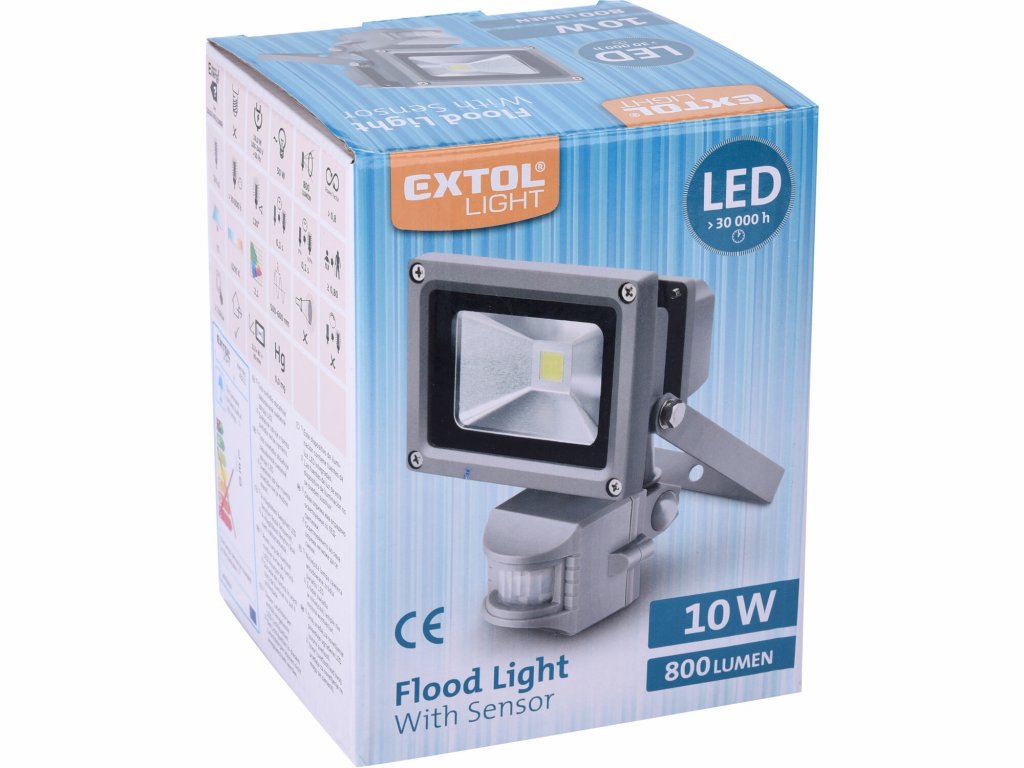 Svietidlo LED s pohybovým senzorom, 10W, 800lumenov/100cd, EXTOL LIGHT