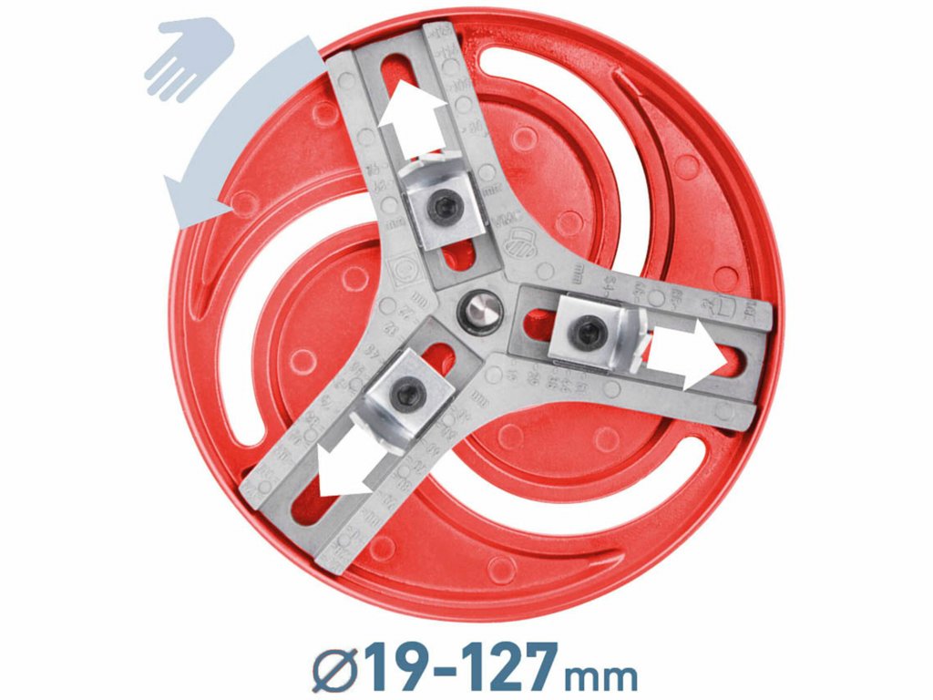 Vyrezávač otvorov trojramenný nastaviteľný, Ø19-127mm, EXTOL PREMIUM