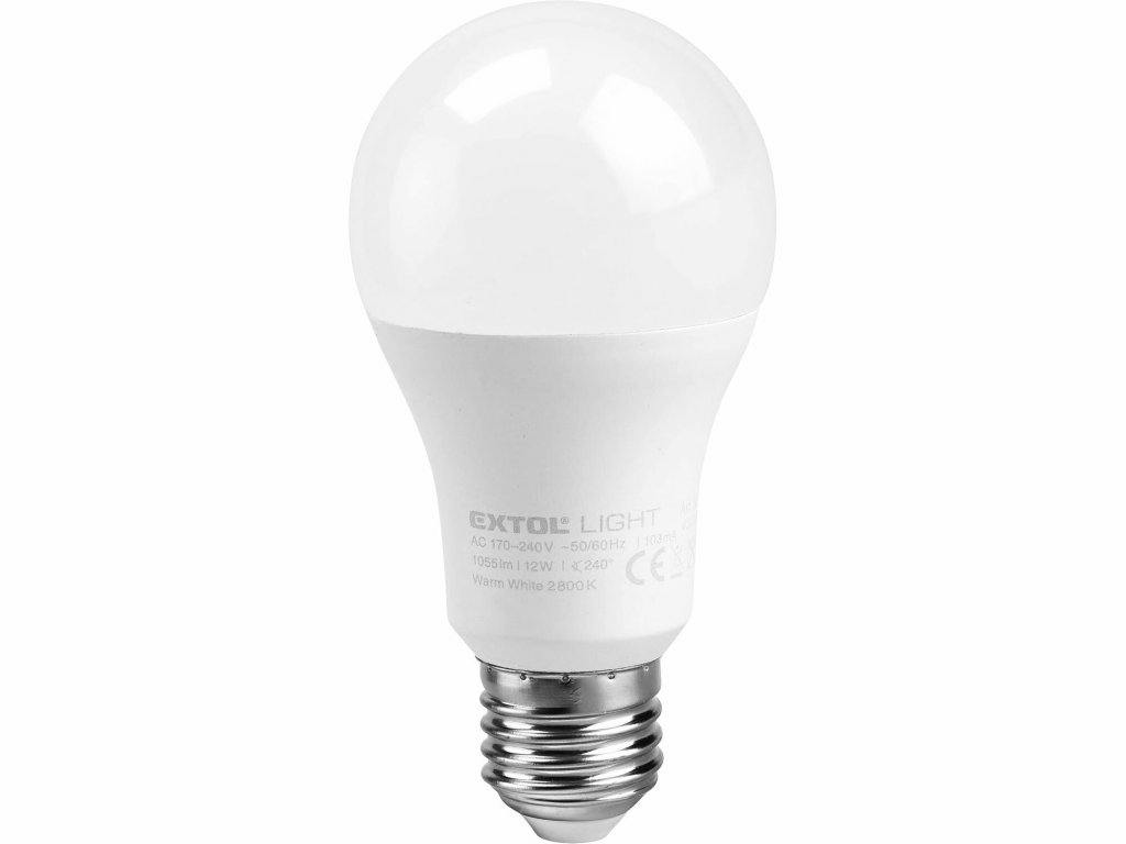 Žiarovka LED, 12W, 1055lm, E27, Ø60mm, EXTOL LIGHT