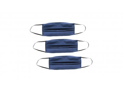 4CARS Dvojvrstvové bavlnené rúško modré bez vzoru s gumičkou 3ks
