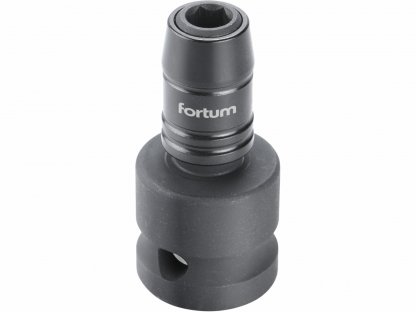 Adaptér rázový na bit, 1/2" 4-hran na 1/4" 6-hran so zámkom, CrMoV, FORTUM