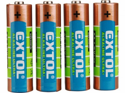 Batéria alkalická 4ks, 1,5V, typ AA, EXTOL ENERGY