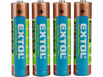 Batéria alkalická 4ks, 1,5V, typ AAA, EXTOL ENERGY