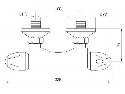 Batéria sprchová termostatická, 100mm, lesklý chróm, 100mm, keramický ventil, mosadz, VITTORIA