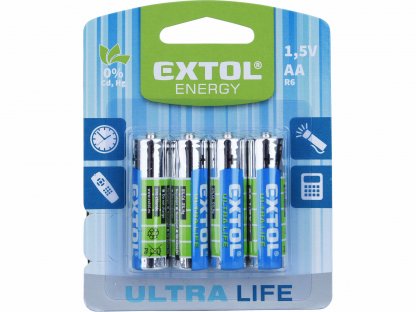 Batéria zink-chloridová 4ks, 1,5V, typ AA, EXTOL ENERGY