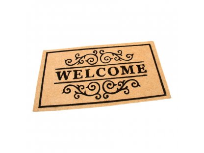 Béžová textilná vstupná rohož FLOMA Welcome - Deco - dĺžka 33 cm, šírka 58 cm, výška 0,3 cm