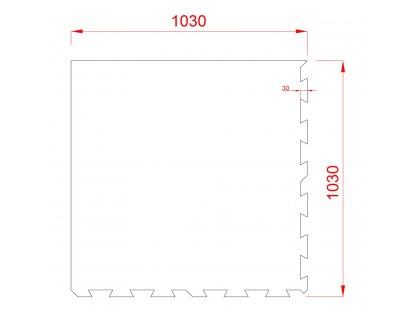 Čierna gumová modulová puzzle dlažba (roh) FLOMA IceFlo SF1100 - 100 x 100 x 0,8 cm