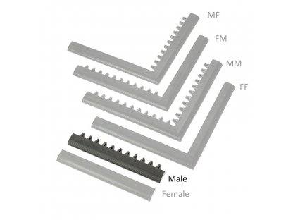 Čierna nábehová hrana "samec" MF Safety Ramps D23/C23 - 50 x 6 cm