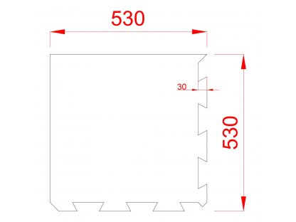 Čierno-bielo-červená gumová modulová puzzle dlažba (roh) FLOMA FitFlo SF1050 - 50 x 50 x 0,8 cm