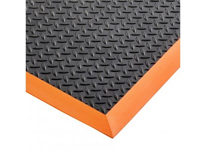 Čierno-oranžová protiúnavová protišmyková priemyselná rohož Cushion Flex - 210 x 91 x 1,27 cm