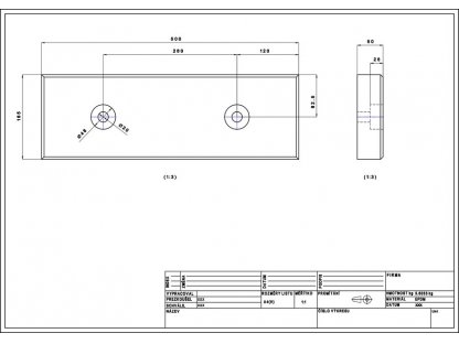 Čierny gumový doraz na rampe FLOMA - 50 x 16,5 cm a hrúbka 5 cm