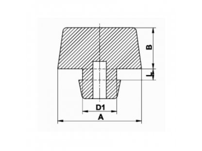 Čierny gumový doraz nástrčný do diery FLOMA - priemer 1,7 cm x 0,9 cm a výška krku 0,2 cm