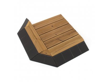 Drevený rohový nájazd pre terasovú dlažbu Linea Combi-Wood - 6,5 cm - 4 ks