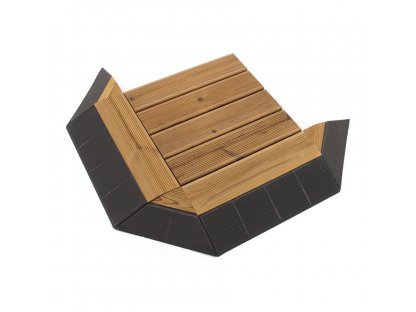 Drevený rohový nájazd pre terasovú dlažbu Linea Combi-Wood - 6,5 cm - 4 ks