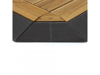 Drevený rohový nájazd pre terasovú dlažbu Linea Combi-Wood - 6,5 cm - 4 ks