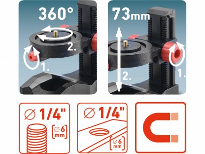 Držiak magnetický na laserovú vodováhu, EXTOL PREMIUM