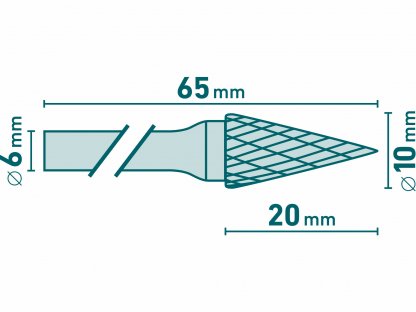 Fréza karbidová kónická špicatá, Ø10mm, EXTOL INDUSTRIAL