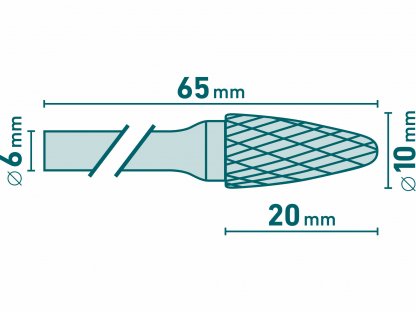 Fréza karbidová konvexná, pologuľaté čelo, Ø10mm, EXTOL INDUSTRIAL