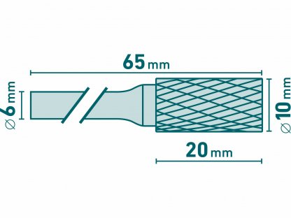 Fréza karbidová valcová, Ø10mm, EXTOL INDUSTRIAL