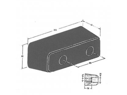 Gumový doraz na kamión FLOMA T5050 - 24,5 x 8 cm a hrúbka 9 cm