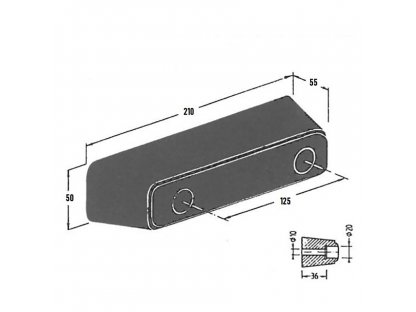 Gumový doraz na kamión FLOMA T5060 - 21 x 5 cm a hrúbka 5,5 cm