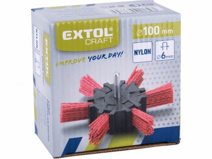 Kartáč okružný so stopkou vlnitý, nylonový drôt 1,2mm, Ø100mm, šírka 20mm, nylon, EXTOL CRAFT