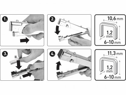 Kladivo sponkovacie, dĺžka spony 6-10mm, hrúbka spony 1,2mm, EXTOL CRAFT