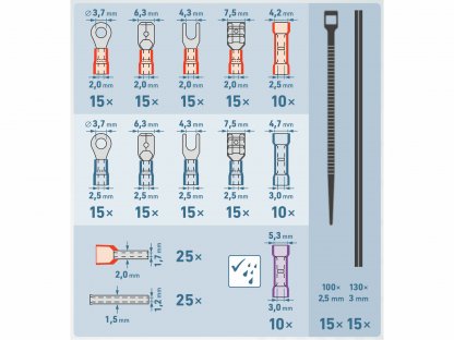 Kliešte krimpovacie pre káble 0,2-6,0mm2, sada 231ks, EXTOL PREMIUM