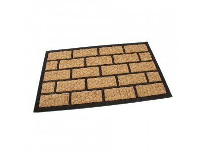 Kokosová čistiaca vonkajšia vstupná rohož FLOMA Rectangle - Bricks - dĺžka 45 cm, šírka 75 cm, výška 0,8 cm